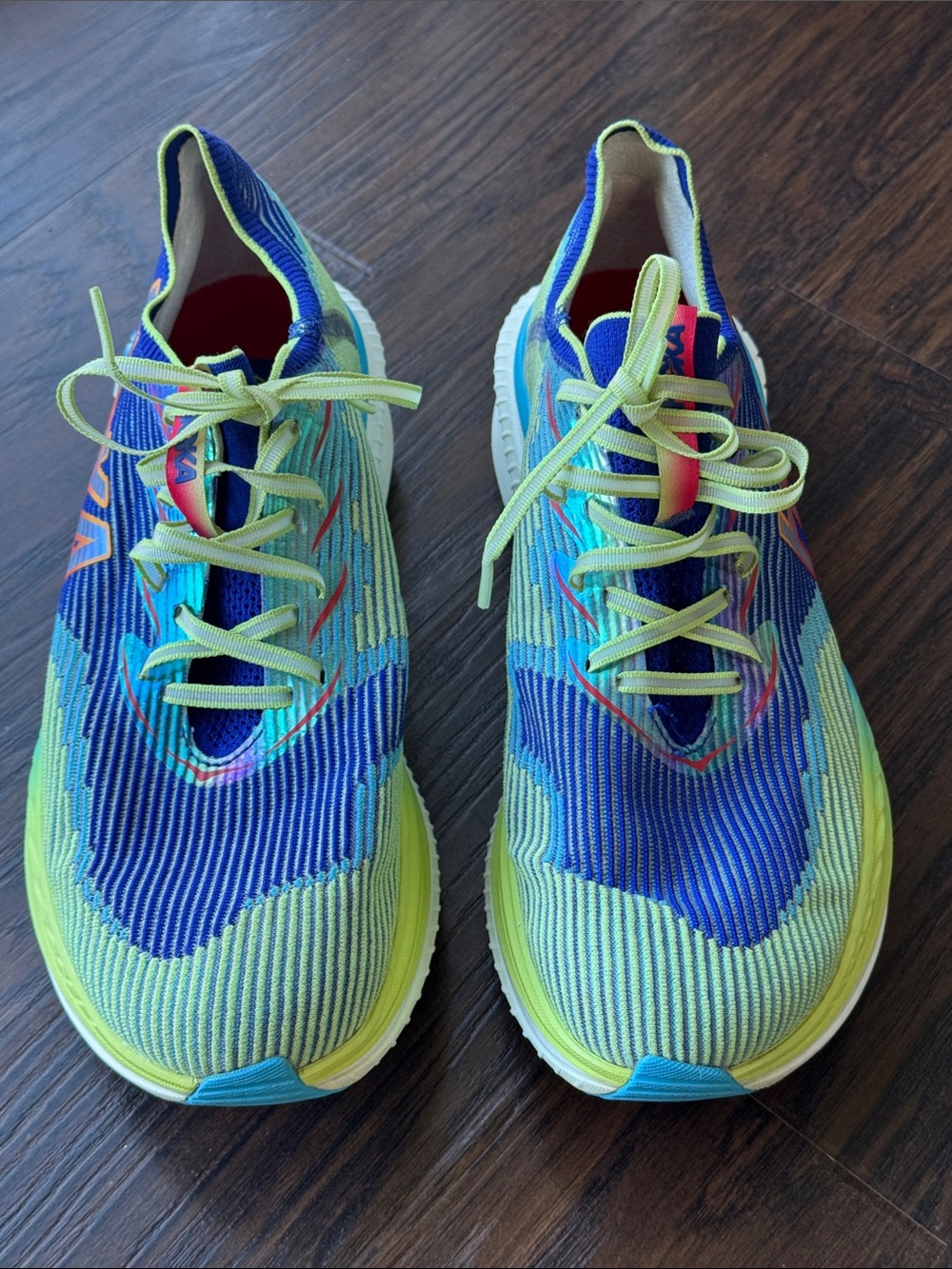Hoka Men's Athletic Shoes in Neon Yellow and Blue